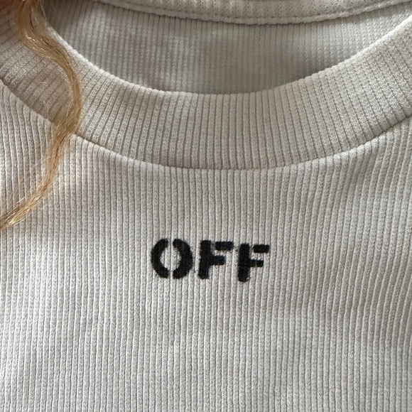 Off-White Ribbed Crop Top - Picture 1 of 3